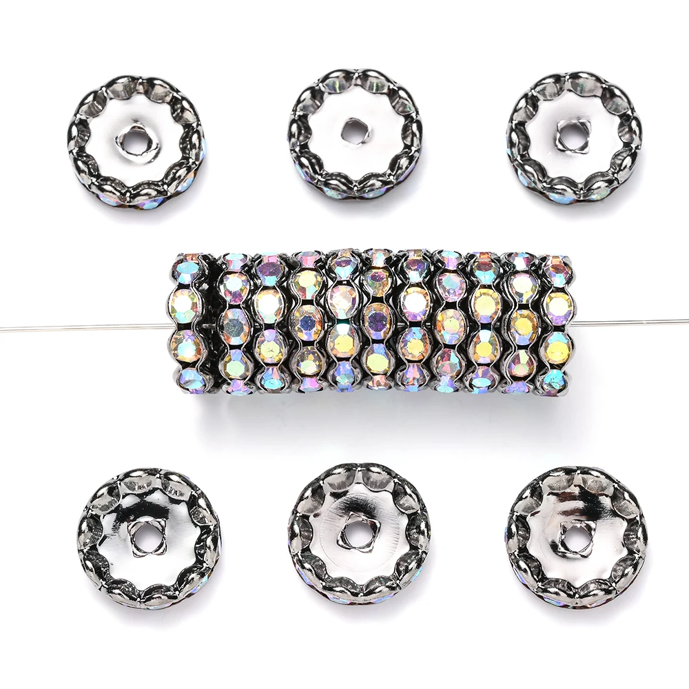 20 Stück 15mm Glitzernde AB-Strass-Legierungs-Abstandsperlen Kristalldesign Lose Perlen für DIY Armbänder Halsketten Schmuckherstellung – Detail 6