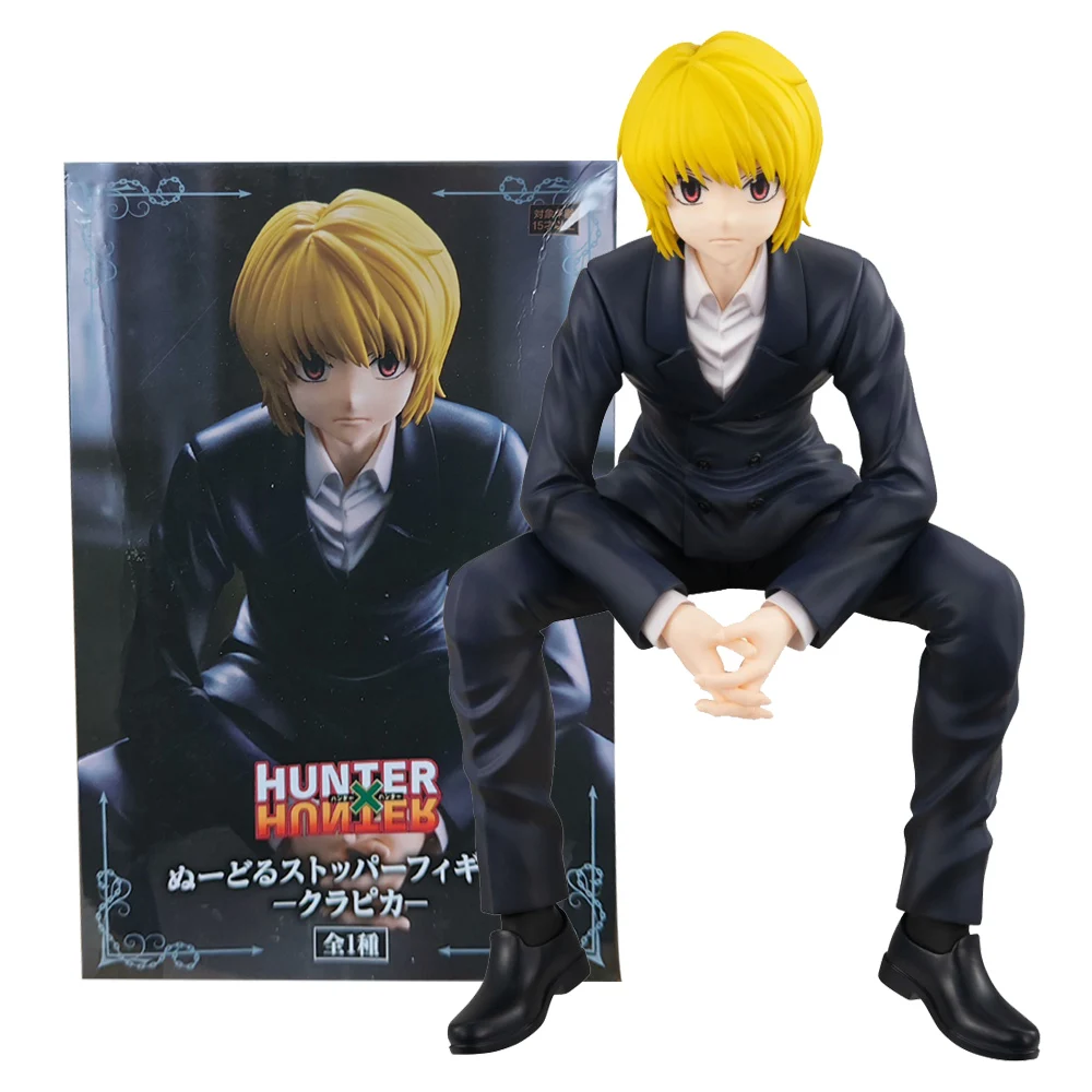 15CM Anime HUNTER×HUNTER Kurapika Black Suit Dress Up Model Toy Gift Collection Instant Noodle Press Sitting Aciton Figure