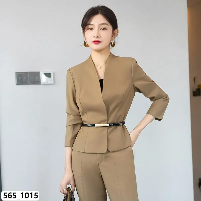 2-G10  High-grade collarless suit jacket for women in spring and autumn, hotel frork clothes, professional temperament formal