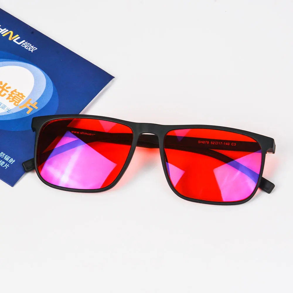 SHINU Good Sleep Blaulicht-blockierende Brille für Herren, rote Gläser, Anti-Grünlicht, beseitigt die Belastung der Augen, kann individuell angepasst werden – Detail 16