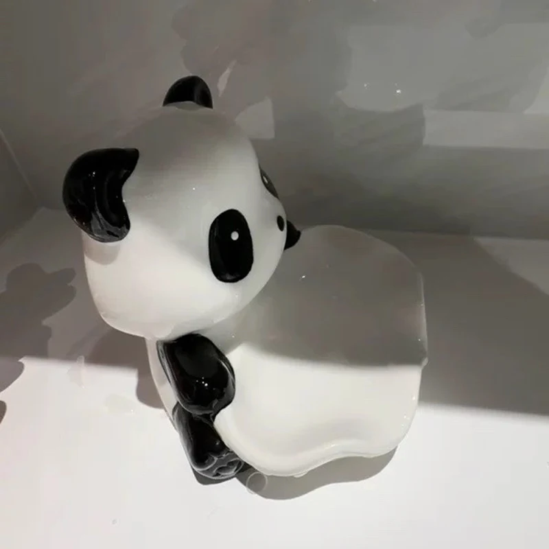 

Ceramic Panda Shaped Soap Dish Storage Rack, Bathroom Supplies, Creative Light Luxury, High Beauty, Cute Drain, No Punching, 1Pc