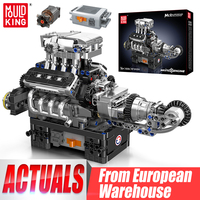 Mould King 10206 The Motorized SuperCar V8 Engine Building Block Assembly Technical Car Engine Brick Set Kids Christmas Gift