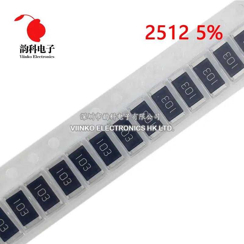 100pcs 2512 5% 1W SMD Chip Resistor 0R - 10M 0 1 10 47 100 150 220 470 ohm 1R 10R 47R 100R 220R 470R 1K 2.2K 4.7K 10K 100K 1M