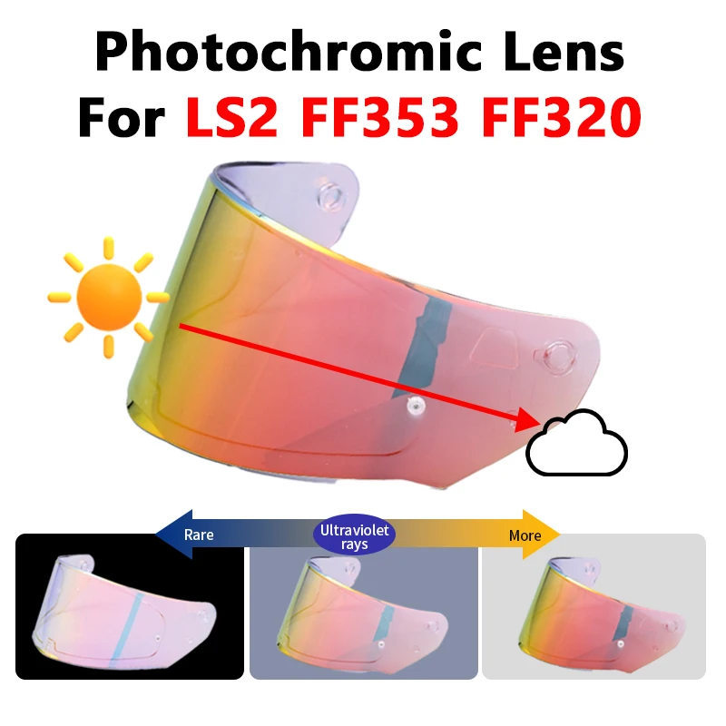 

Фотохромный визор для шлема LS2 FF320 FF353, защита от ультрафиолета, ветрозащитный экран, размеры M-XXL, аксессуары для мотоциклов