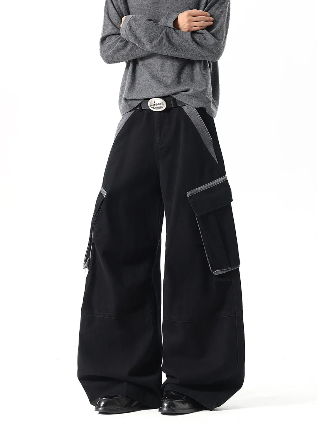 Women's Black Gothic Cargo Pants Y2k 90s Vintage Harajuku Retro Pants Oversize High Waist Trousers Emo 2000s Clothes Winter New