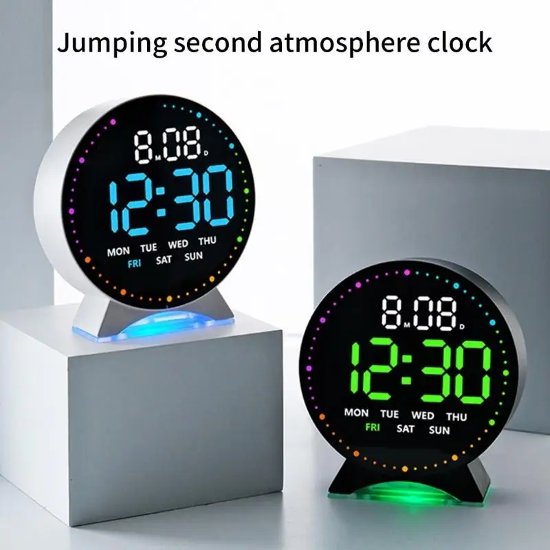   LED Digital Alarm Clock with 3 Brightness Dimmer Alarm Sound Electric Desk Clock for Bedroom Living Room Office Bedside
