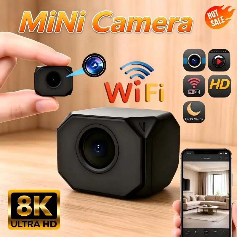 New 8K 1080P HD Mini WiFi Camera AP Hotspot Remote Monitor Portable Small Camcorder Home Security Surveillance Smart Camera