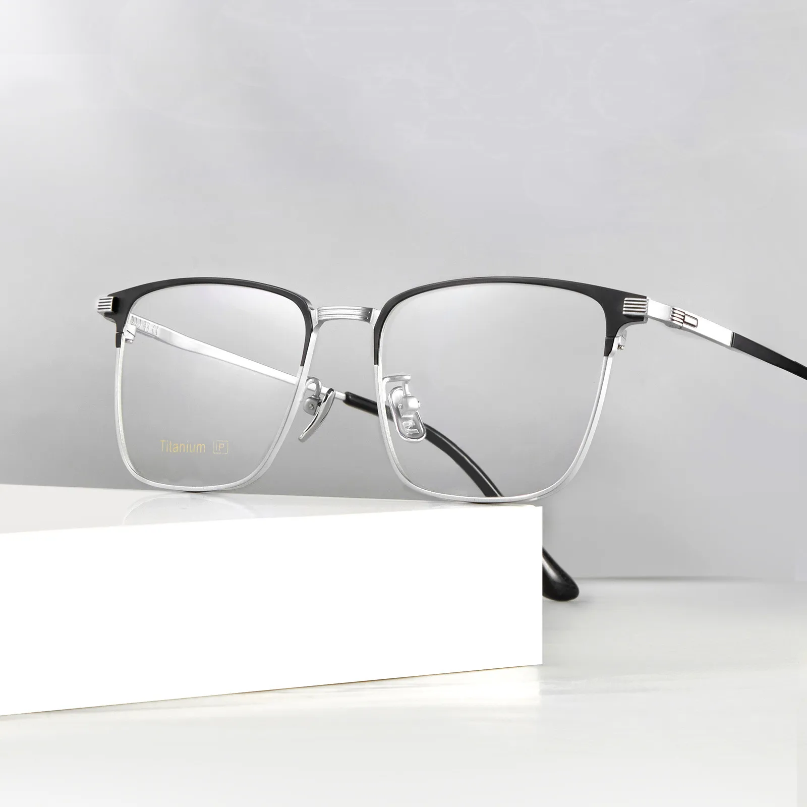 

Pure Titanium Business Eyeglasses Designed Optical Frame Prescription Spectacle Full Rim Glasses Long Temple 150mm