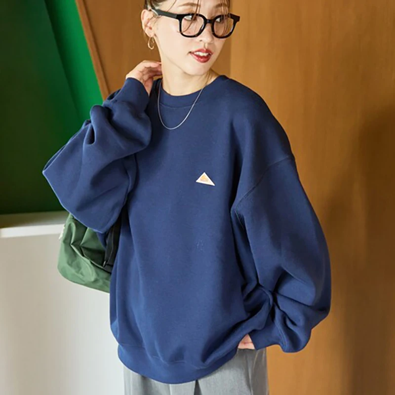 

Женская модная хлопковая толстовка свободного кроя с принтом Lazy Girl Autumn Winter, с длинными рукавами и круглым вырезом