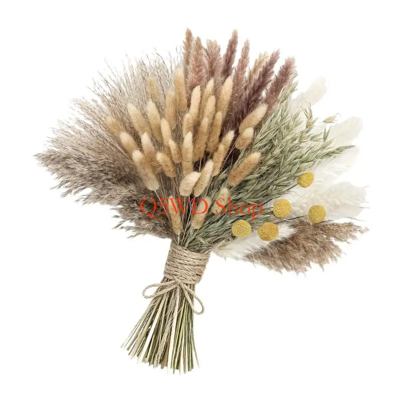 Q5WD Bohemian Dried Pampas Grass Arrangement Wedding Table Centerpiece Decors