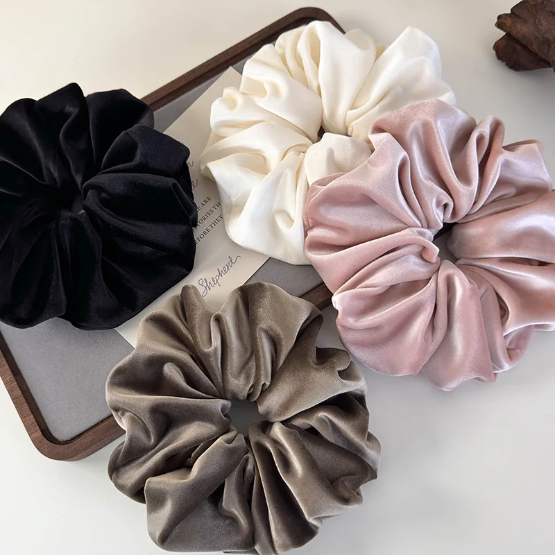 Retro Simple Velvet Large Hair Scrunchies Solid Color Headbands for Womes Girls Elegant Head Rope Rubber Bands Fashion Hair Ties