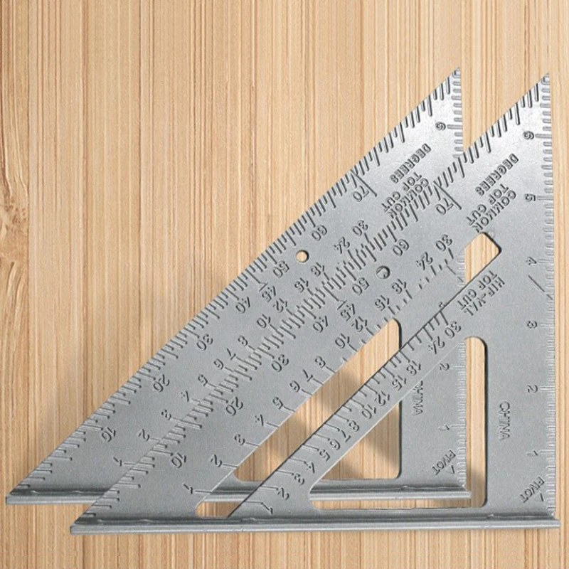 7 inch Aluminum Alloy Scribe Ruler Carpentry Measuring Square Ruler Triangular Carpentry Measuring Ruler Measuring Tool