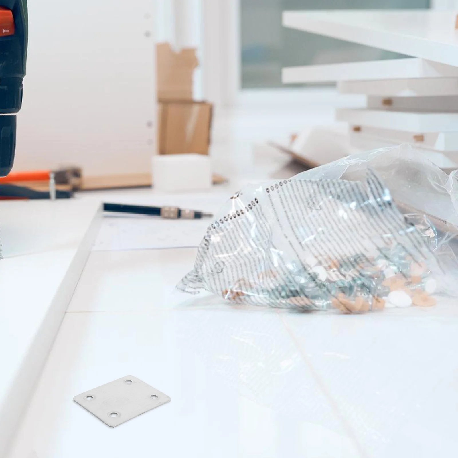 

10Pcs Furniture Stainless Steel Flat Joining Plates Straight Metal Brackets for Wood Repair Mending Plates Furniture Brackets