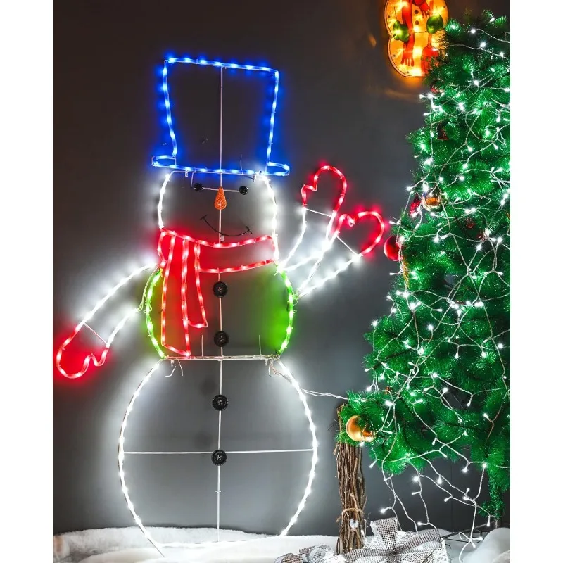 

5FT 195 LED Snowman Light, Colorful Neon Light Sign Animated Christmas Decoration for Indoor Outdoor