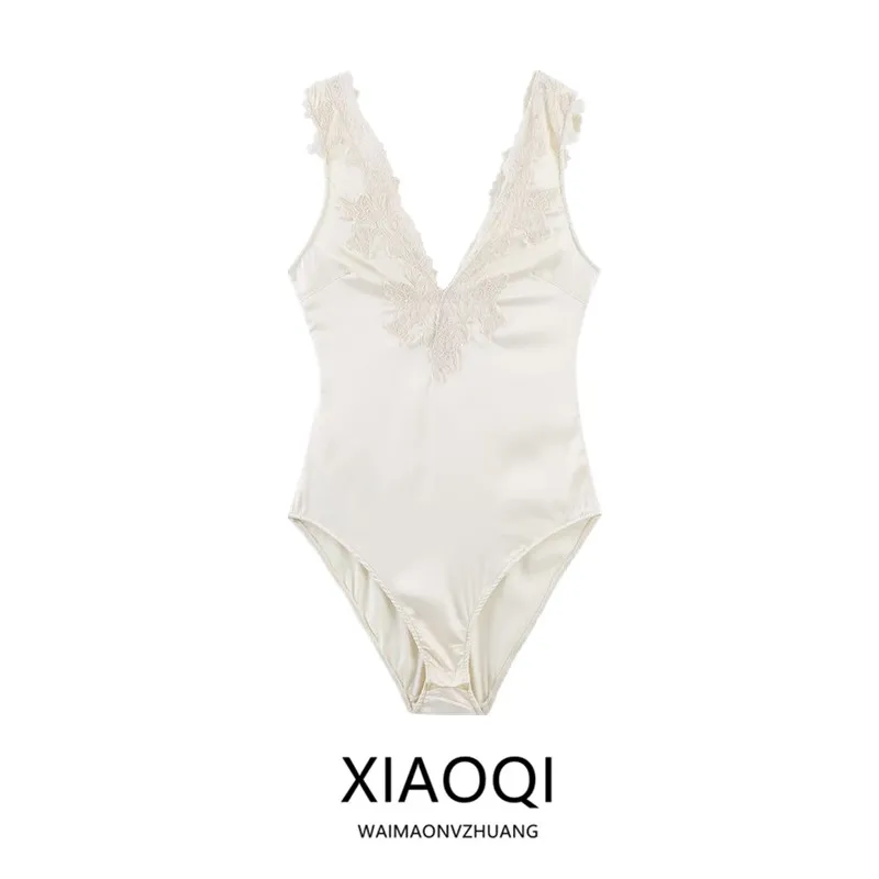 

Spring 2026 Women's Lace Bodysuit Slim Fit Versatile Design High Waist Straight Leg Short Pants Comfortable Quality Innerwear