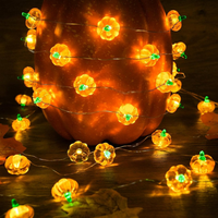 1pc 3m 30 LED Halloween Pumpkin Copper Wire String Lights DIY Fairy Lamp Battery Powered For Home Bedroom Halloween Party Decor