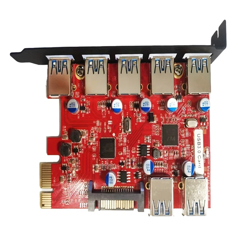 PCI-E To Type-C (2),Type-A (5) USB 3.0 5-Port PCI Express Expansion Card,Pcie USB 3.0 Fast Charging Card Expansion Card