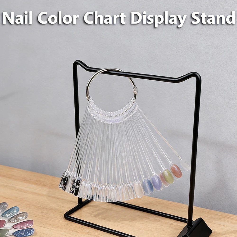 

Nail Fan Display Storage Rack Card Nail Polish Practice Acrylic Palette Swatch Black White Metal Display Stand Salon Nail Tools