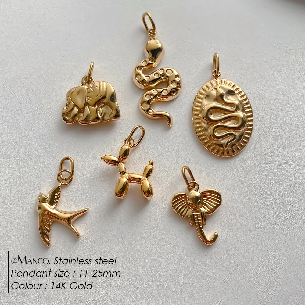 EMANCO Stainless Steel Animal Snake Pendant DIY Charms for Necklace Bracelet Dangle for Jewelry Making DIY Jewelry