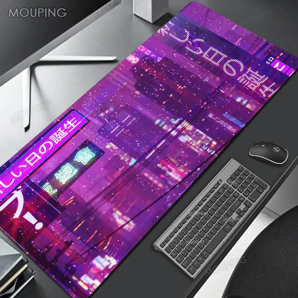 Imagem -05 - Laptop Gaming Mouse Pad Acessórios de Mesa Kawaii Desk Carpet Vaporwave Carpet Office Neon Roxo Deskmat Natividade Retro