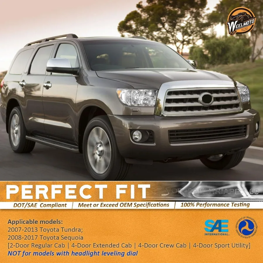 Koplamp voor 20072013 Tundra en 2008-2017 Sequoia compatibel met modellen zonder niveauregelaar en Sequoia-modellen 20122014