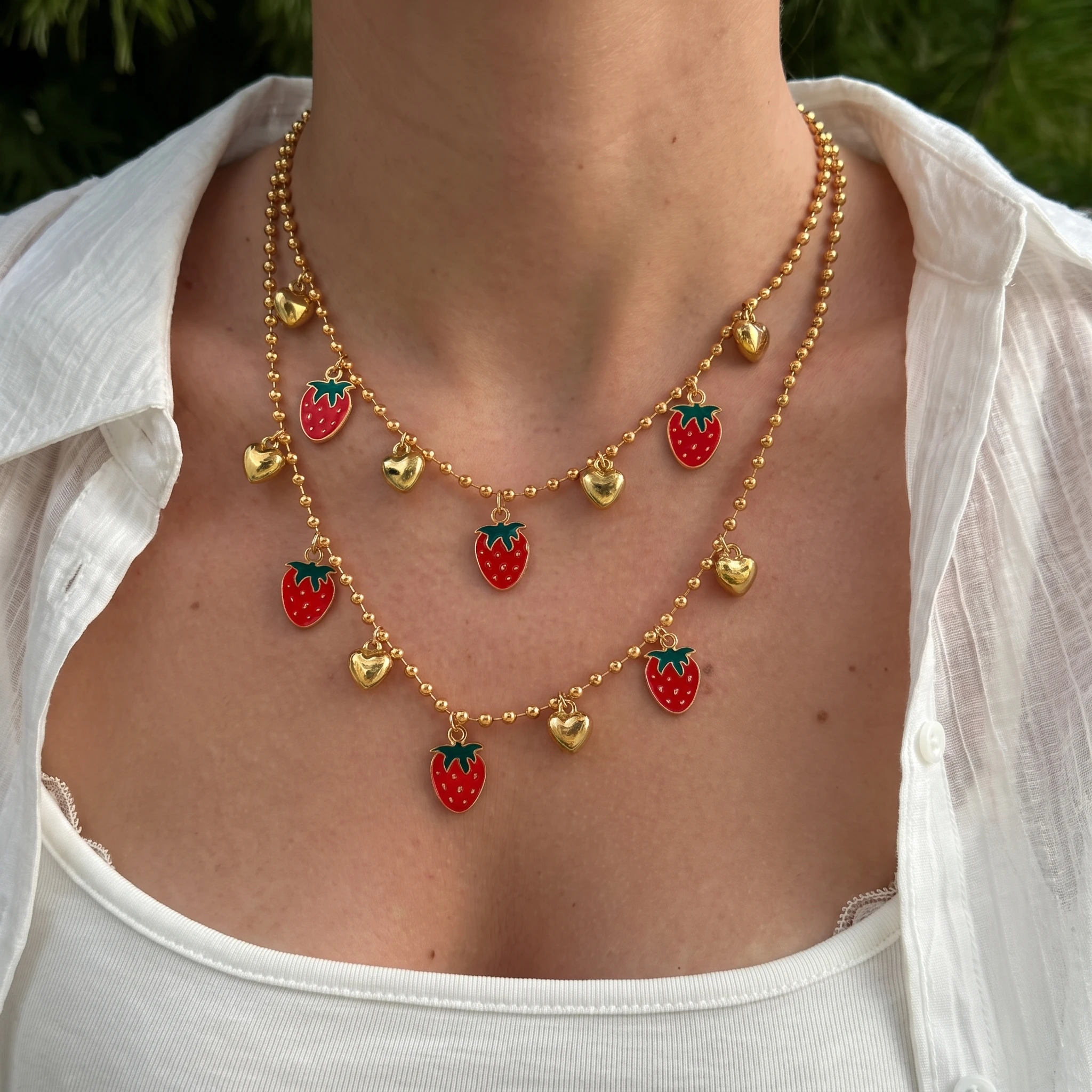 Layered Pendant Necklace Aesthetic - Collier pendentif en forme de cœur