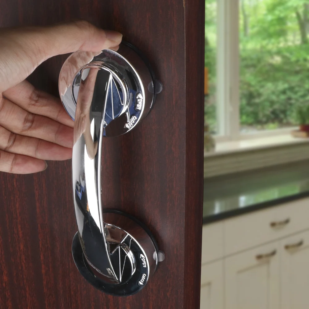 No Drilling Shower Handle Offers Safe Grip with Suction Cup Anti-slip Handrail