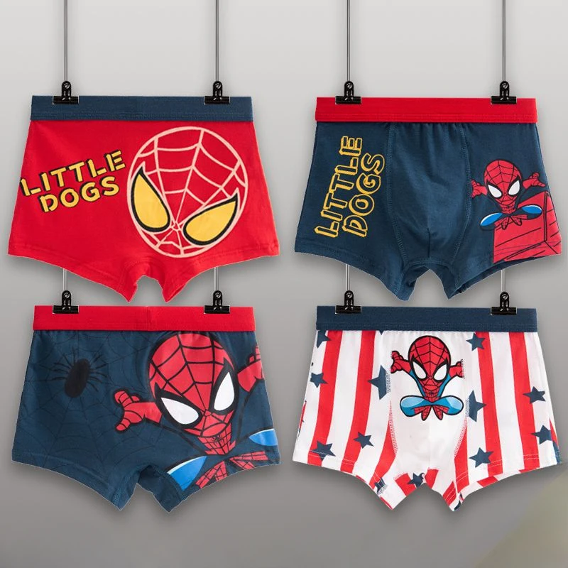 Marvel Spiderman creative cartoon children's cotton boxer briefs Iron Man boys' comfortable breathable shorts holiday gift