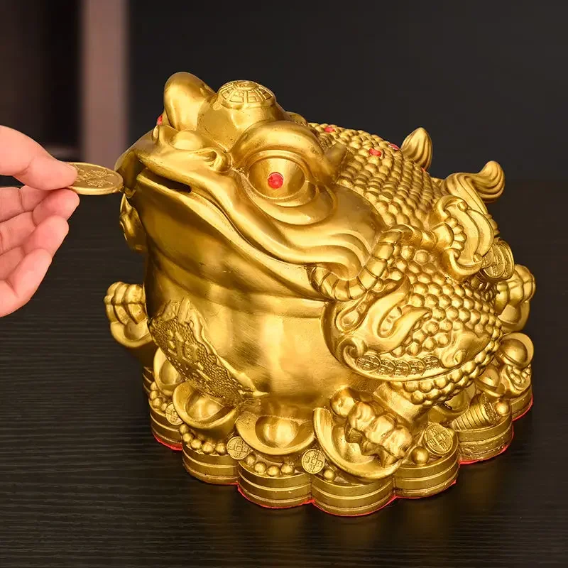 Fengshui Zhaocai Pure Copper Golden Toad Ornaments Attract Wealth Treasure Trove Golden Toad Living Room Store Opening Gift