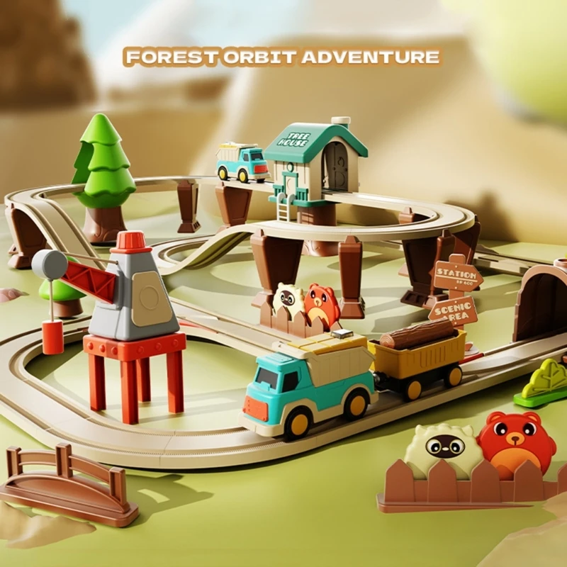 Conjunto trilhos trem com tema cidade e motores elétricos para meninos e meninas com mais 3 anos idade 15UB