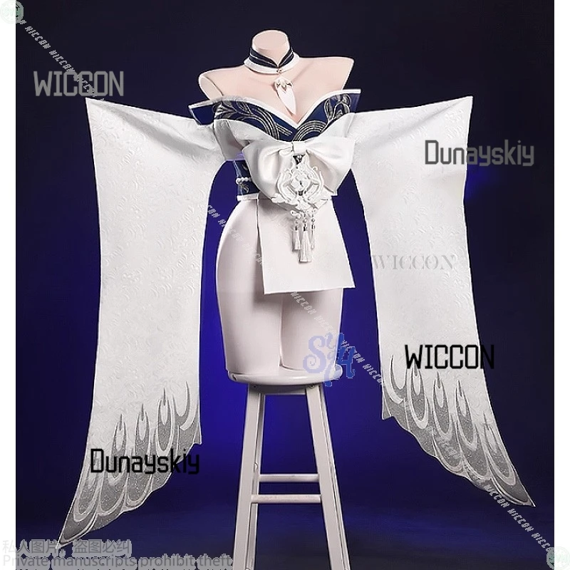 متجر الصفصاف كوس أزور لين كوسبلاي هاكوهو زي ياباني مثير أبيض عميق على شكل حرف V كيمونو عالي الشق لوليتا باروكات حفلة الهالوين كوسبفلي #3
