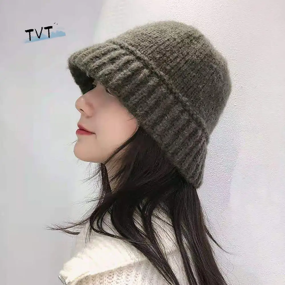 

Gift Foldable Outdoor Sunscreen Cap Polyester Women Knitting Wool Cap Fisherman Bucket Hat Autumn Winter Hat Korean Style Cap