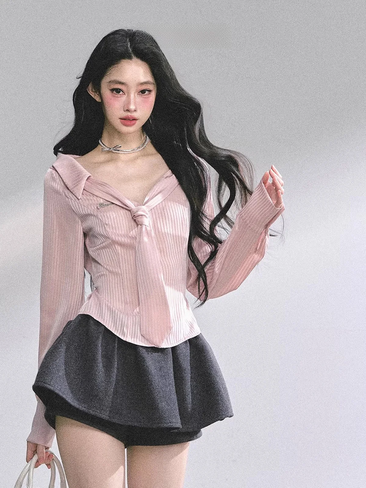 

Sweet Striped Ne irt Women's Busin Sle Slim Fit Polyester Fiber Long Sve Breathable Autumn Top AOMALM