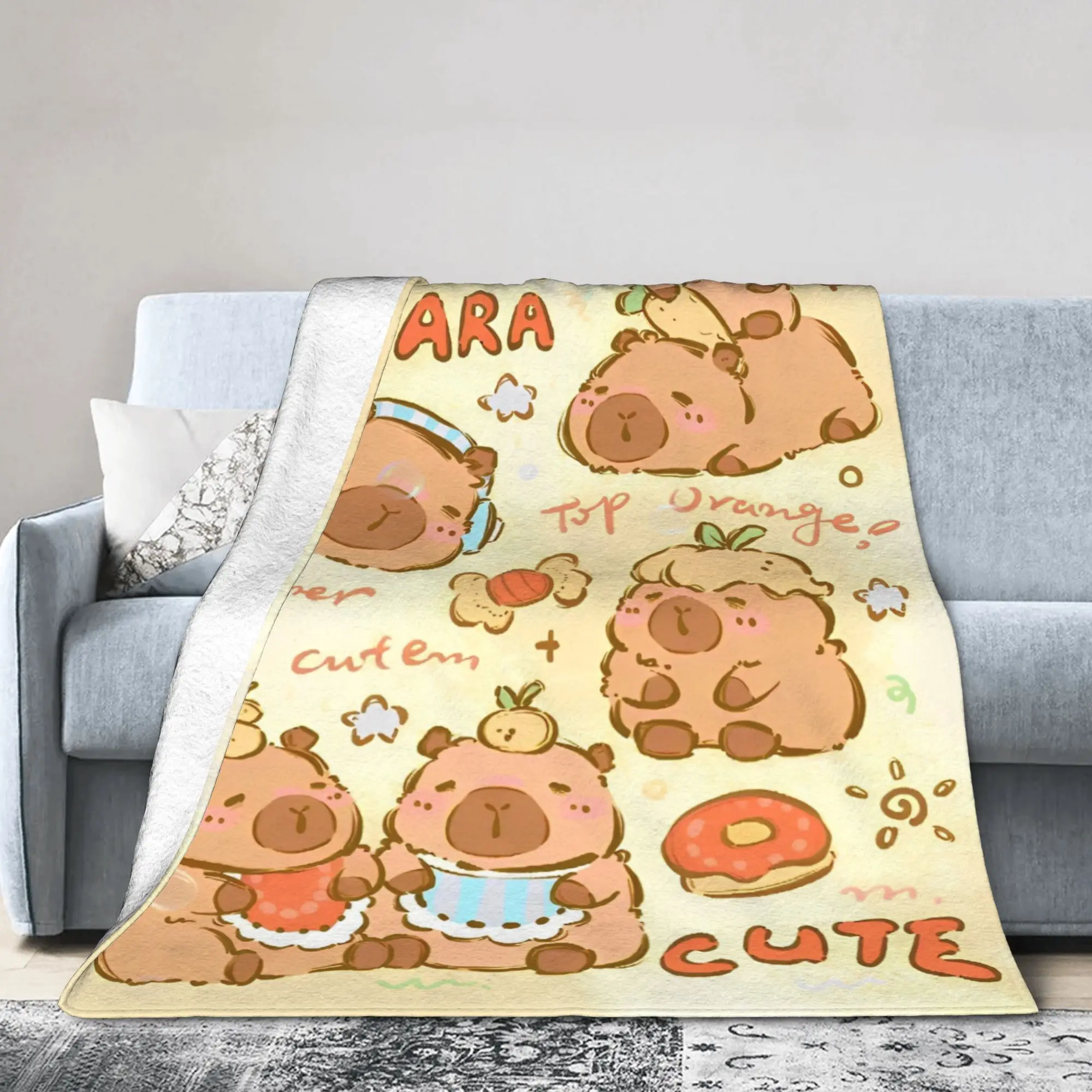 

Cute Capybara Blanket Wool Funny Soft Throw Blanket for Chair Covering Sofa Decoration