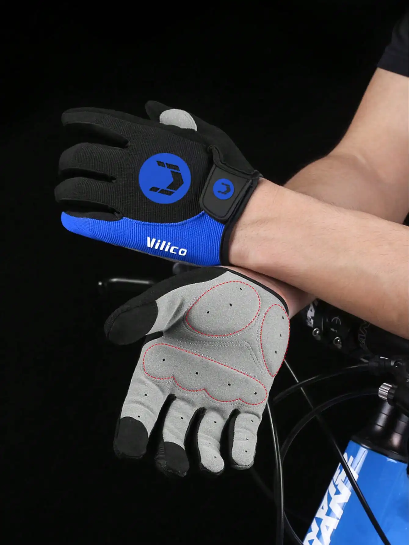 All-Terrain-Fahrradhandschuhe – stoßdämpfende SBR-Handflächenpolster, atmungsaktive Mikrofaser und Netzstoff, 3-Finger-Touchscreen-kompatibel