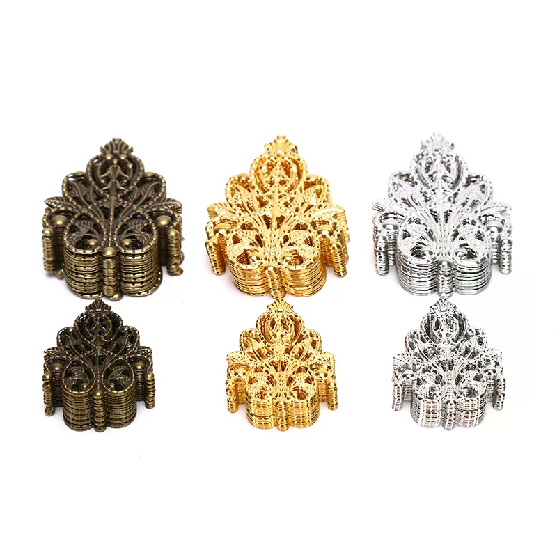 20pcs Wholesale Filigree Crafts Hollow Embellishments Findings Jewelry Accessories Bronze Tone Ornaments 35mm