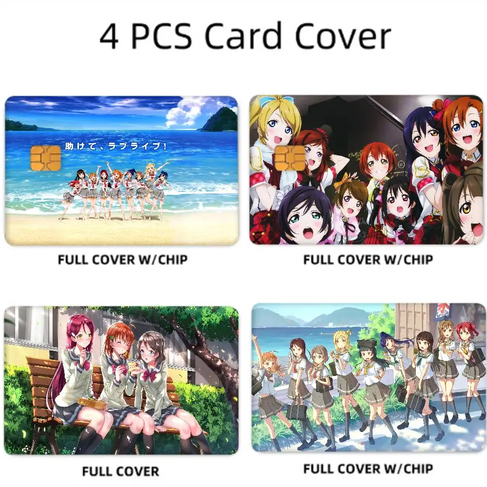 Love Live s-sunshine Anime 1 Juego de 4 Uds. Película adhesiva de piel frontal mate de Anime para Chip pequeño tarjeta de crédito tarjeta de débito