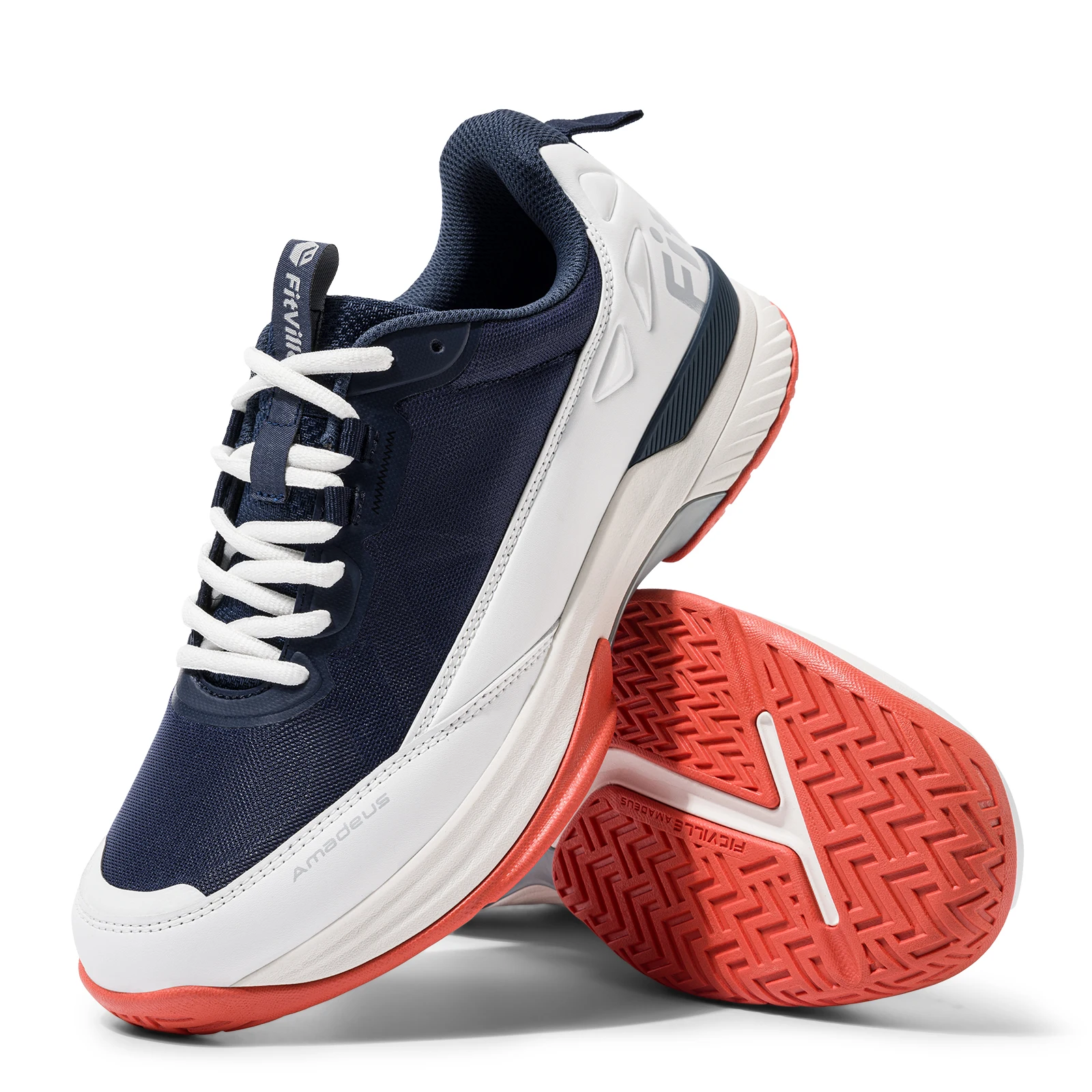 FitVille Table Tennis Shoes Casual Pickleball Sports Shoes for Men Sneaker Breathable All Court Baseball Shoes with Arch Support