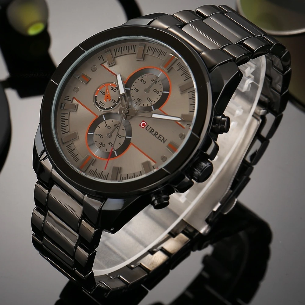 Curren 8274 Fashion Business Men's Waterproof Watches Business Casual Wristwatches, Fashion Casual Watches fake three-eye design