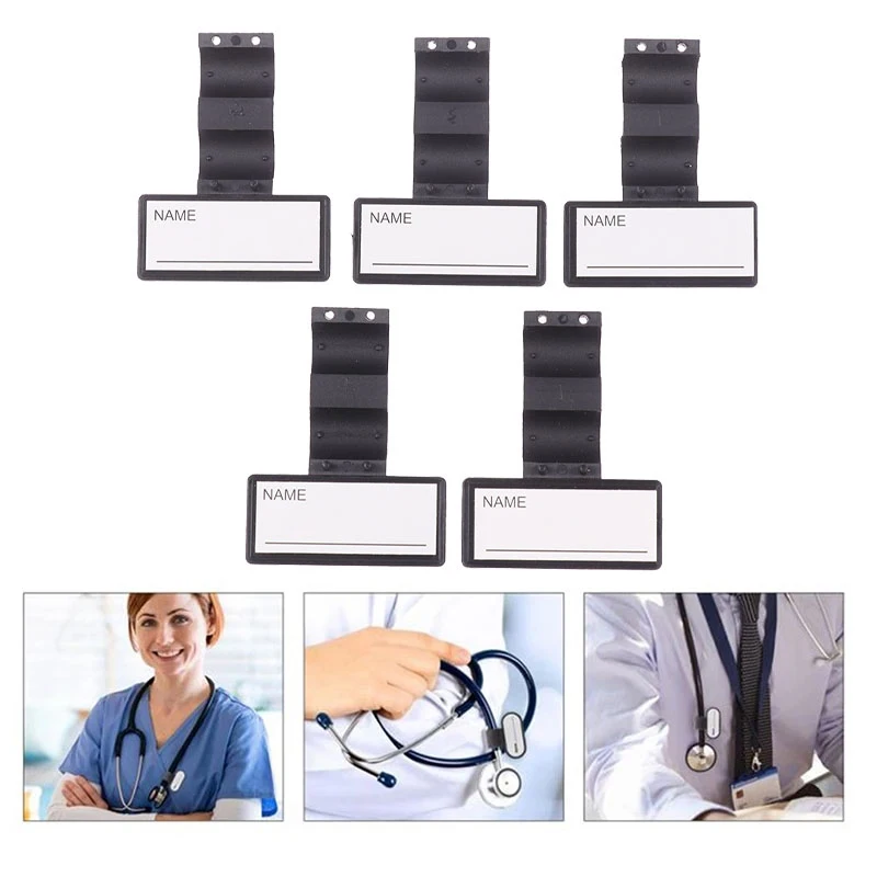 

5PCS Name Tag Accessories Stethoscope Identification Tags Id Holder Clip Badge Label Tube Nametags Plate Badges