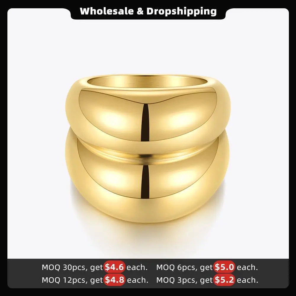 ENFASHION Punk Double-layer Stainless Steel Rings For Women Fashion Jewelry Gold Color Ring Men Party 2021 Bague Femme R214134