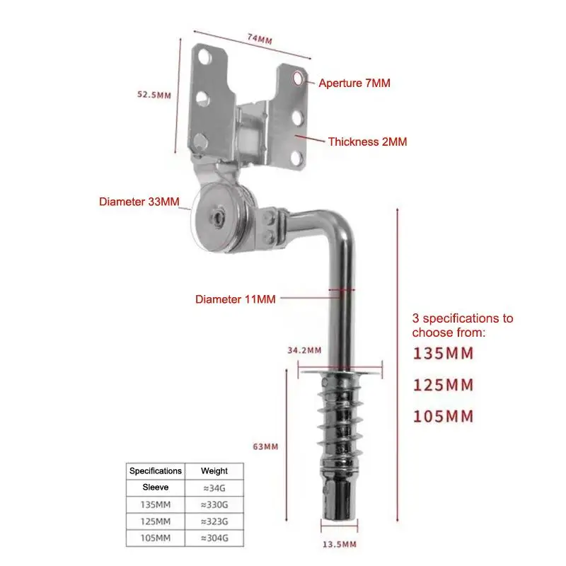 Adjustable Folding Sofa Hinge 2Pcs Headrest 105135mm Height Angle Mechanism for Home  Chair Replacement Upgrade