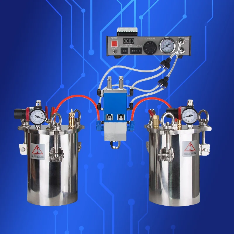 

Double Liquid Fluid Ab Glue Mixing Stainless Steel Pressure Tank Dispensing Valve Controller Machine Combination Equipment