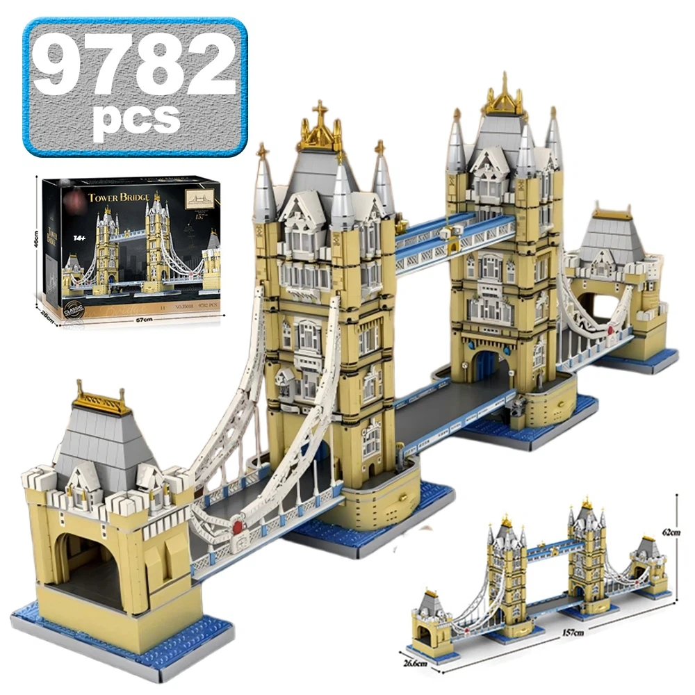 City Street View London Twin Towers Bridge Building Blocks MOC Famous Large-scale Architectural Model Bricks for Adults Toy Gift