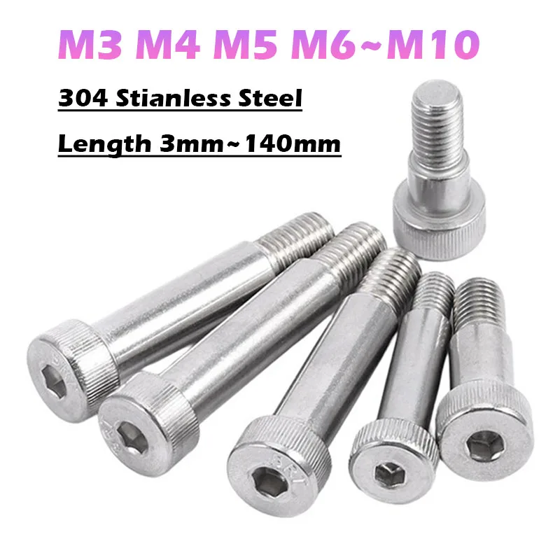 Hex Hexagon Socket Cap Head Shoulder Roller Bearing Shoulder Screw Allen Bolt 304 Stianless Steel M3 M4 M5 M6 M8 M10
