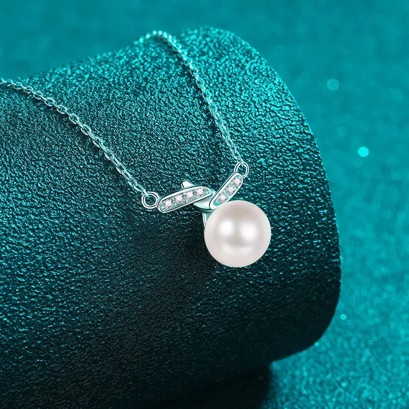 

Элегантное платиновое ожерелье с подвеской из муассанита и жемчуга 10,5 точек, одинарное идеальное круглое ожерелье из пресноводного жемчуга PT950