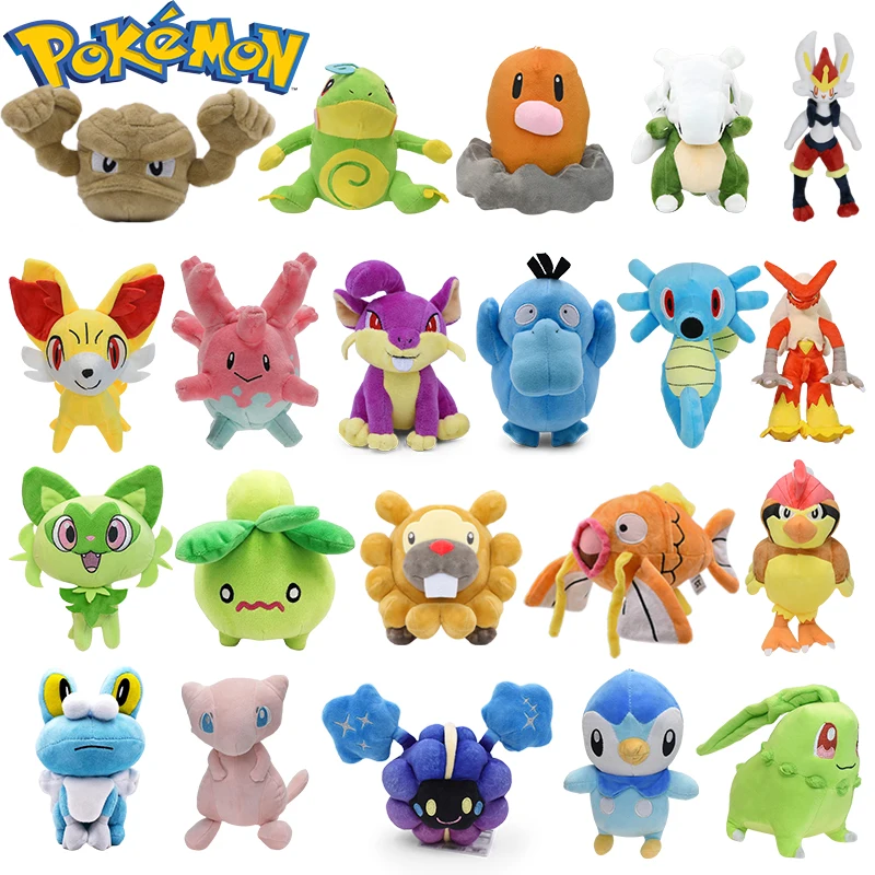 

Fennekin Pokemon Plush Toy Cute Piplup Geodude Rattata Skitty Stuffed Animal Soft Blaziken Horsea Mew Bidoof Peluche Doll Gifts
