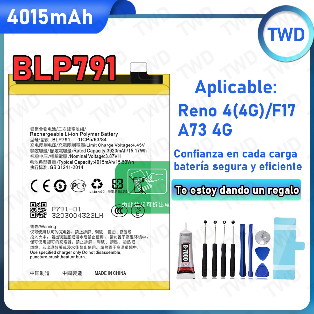 BLP791 Large capacity Battery For OPPO Reno 4 4G/F17/A73 4G Batteries New High Quanlity+Free Tools  83