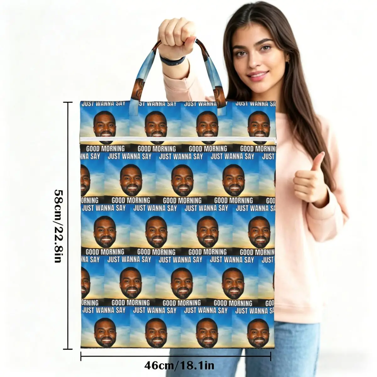 Kanye West Travel Laundry Bag Waterproof Reusable Dirty Clothes Pouch Gym Yoga Vacation Washing Basket