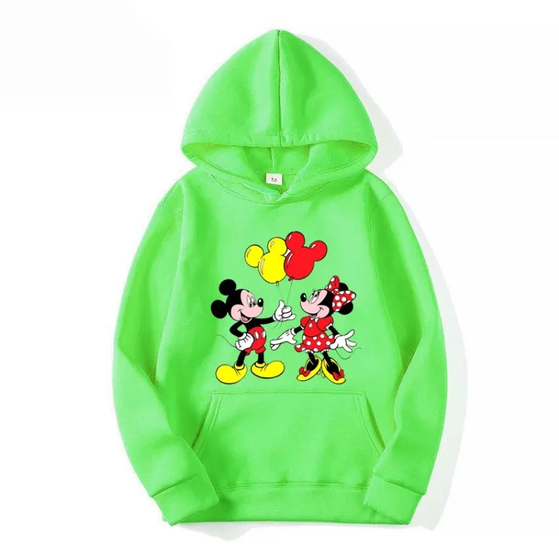 2024 Mickey Minnie Mouse Cartoon Anime Women Pullover Spring Autumn Men Oversized Hoodie Casual Couple Sweatshirt Clothes Tops